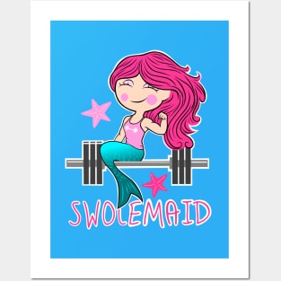 Fitness Mermaid, gym girl, fitness girl Posters and Art